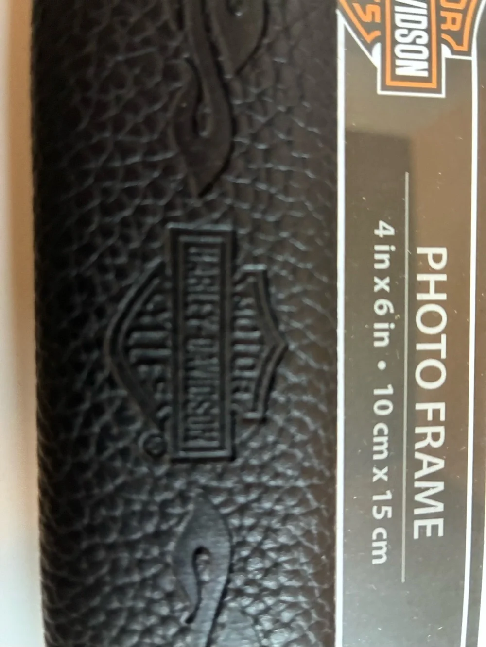 Harley-Davidson Black Embossed Leather Photo Frame NEW